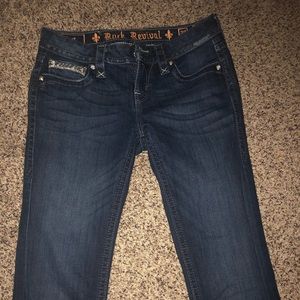 Rock revival dark wash jeans